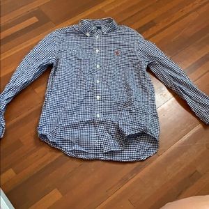 Boys Blue and white checkered dress shirt